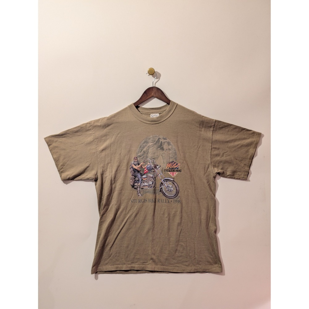 Stur-Tee Sturgis Bike Rally 1998 T-Shirt Mens XL Brown Good Wild Breed Vintage